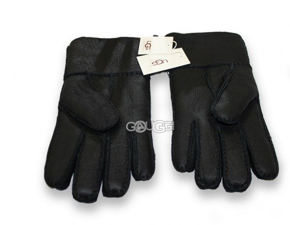 Меховые перчатки мужские Suede Dark Black