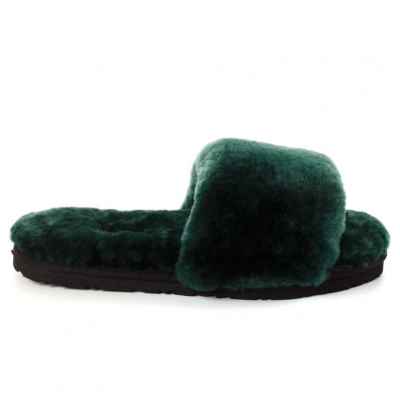 Fluff Slide Slippers Dark Green - 39