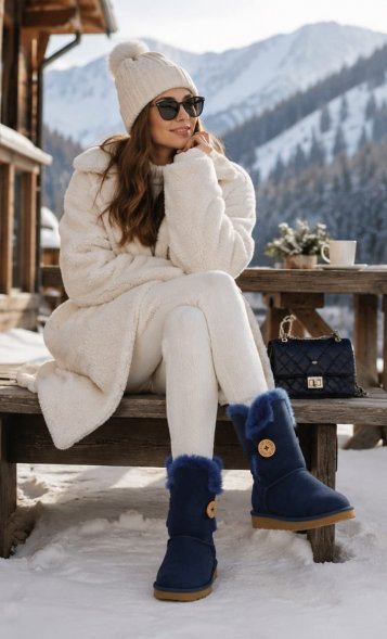 Ugg Bailey Button II Boot - Navy - синий, 36, Замша