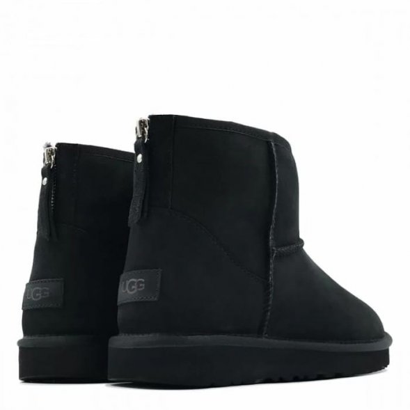 Мужские мини угги на молнии Ugg Classic Mini Men's Double ZIP - Black