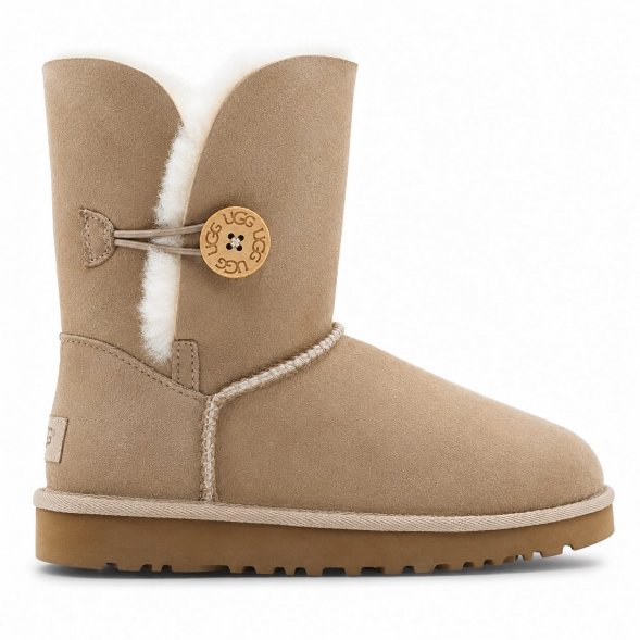 Женские короткие угги с пуговицей и пропиткой Ugg Bailey Button II Boot - Sand