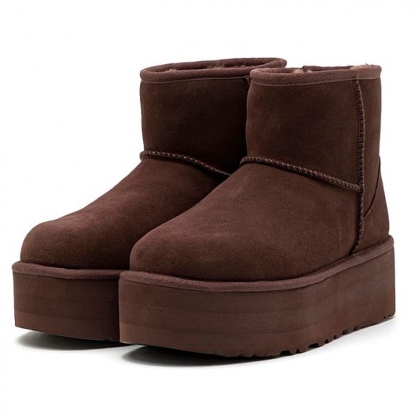 Женские мини угги на платформе Ugg Mini Platform Boot - Burnt Cedar