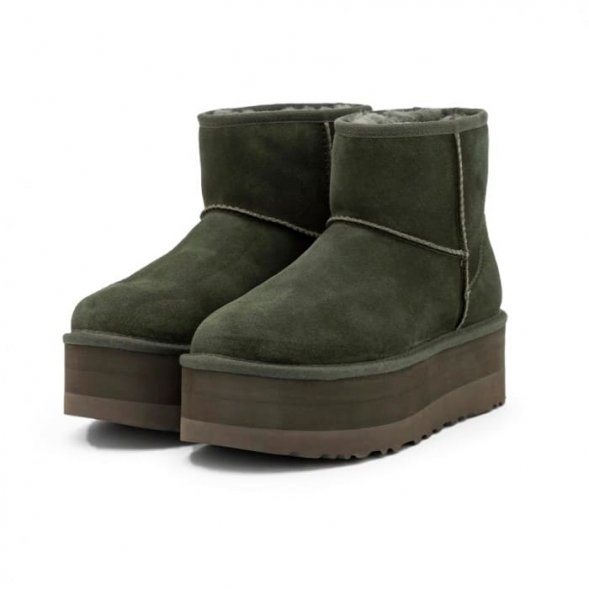 Женские мини угги на платформе Ugg Mini Platform Boot - Forest Night