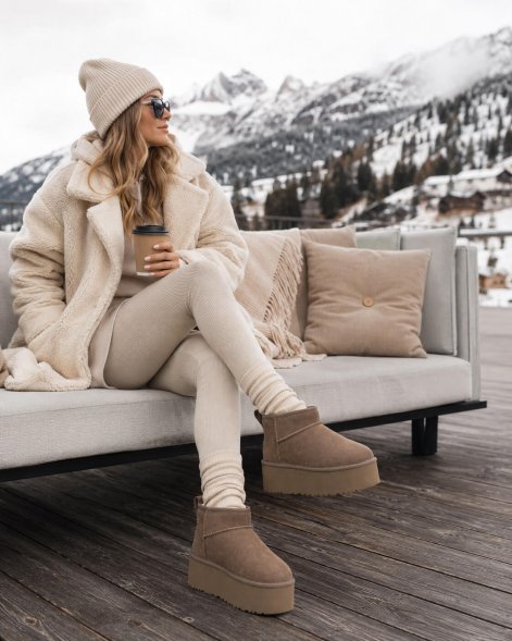 Женские ультра мини угги на платформе Ugg Ultra Mini Platform Cappuccino