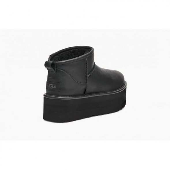 Ugg Ultra Mini Platform Boot - Black Leather - черный, 36, кожа