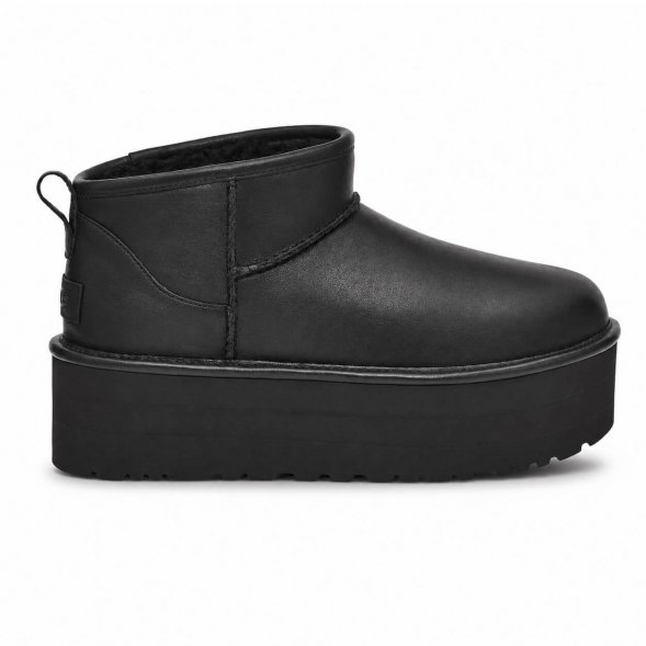 Ugg Ultra Mini Platform Boot - Black Leather - черный, 36, кожа